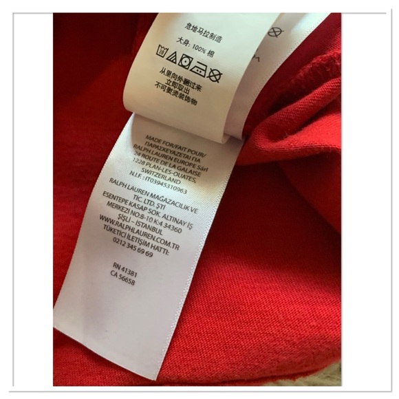 Ralph Lauren Polo Bear Jersey Hooded T-Shirt Red Size Medium - Picture 7 of 8